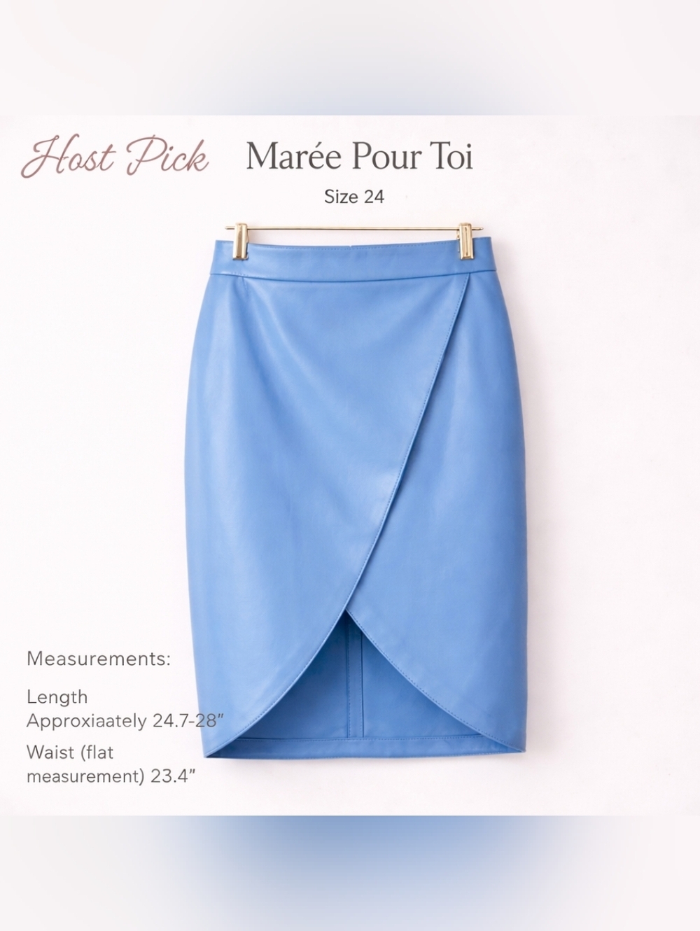 Marée Pour Toi Vegan Leather Faux Wrap Skirt Size 24 NWT